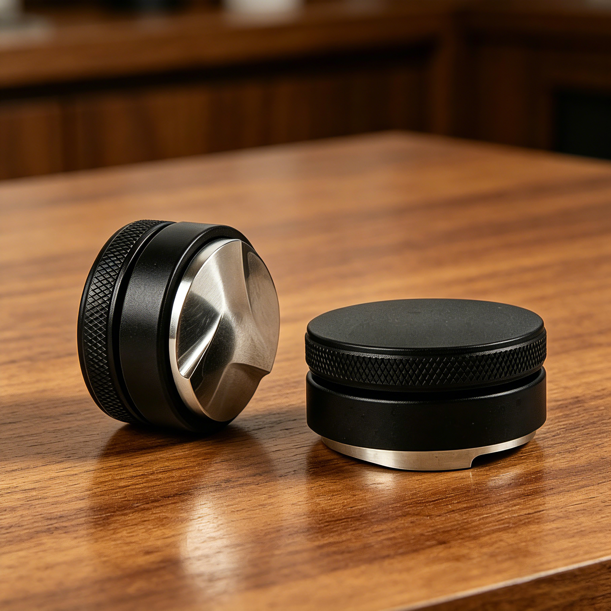 ABS kaffepulverfordeler/stamper — Aluminiumslegeringsbase, justerbar højde — 51 mm / 53 mm / 58 mm
