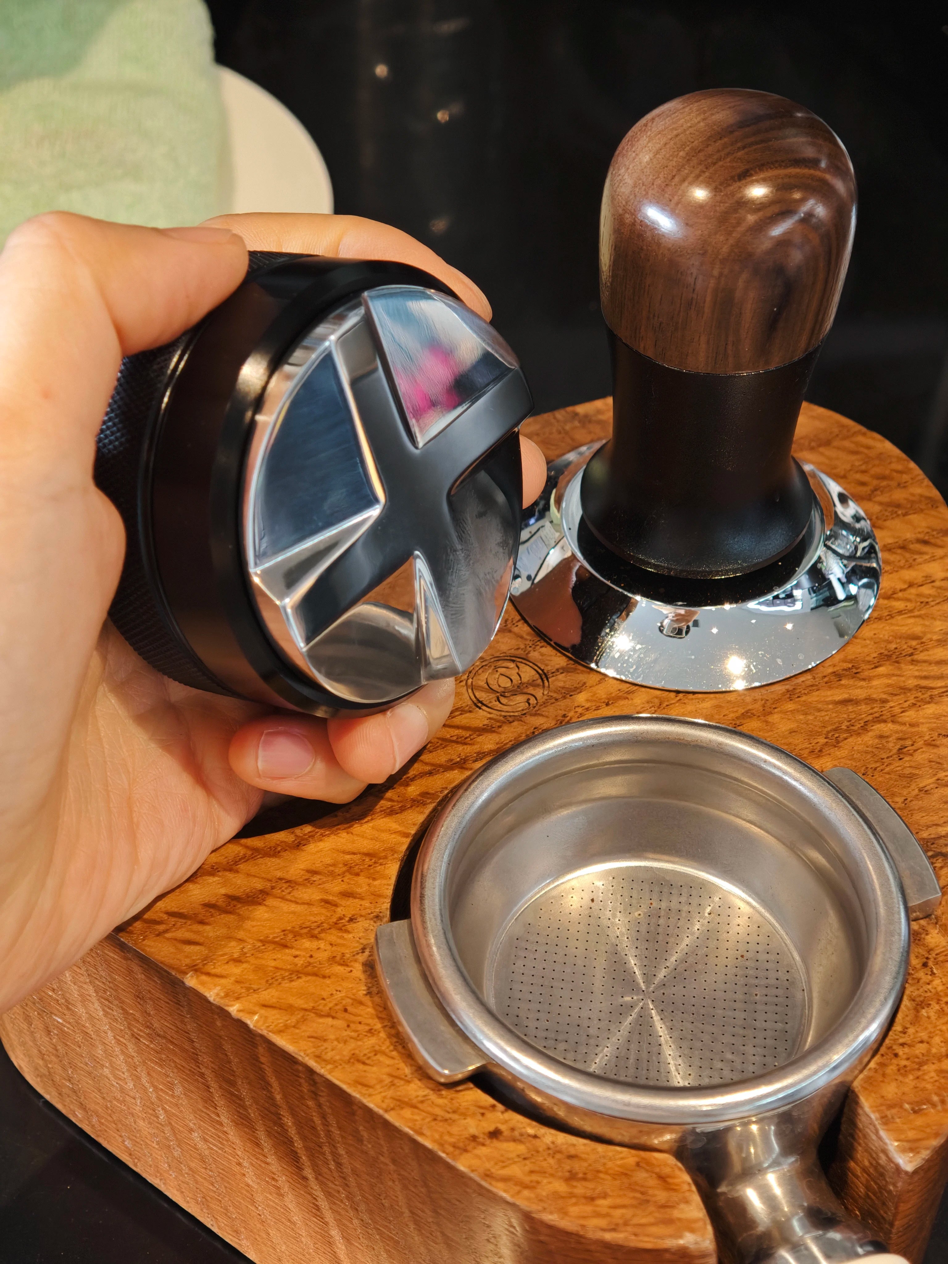 ABS kaffepulverfordeler/stamper — Aluminiumslegeringsbase, justerbar højde — 51 mm / 53 mm / 58 mm